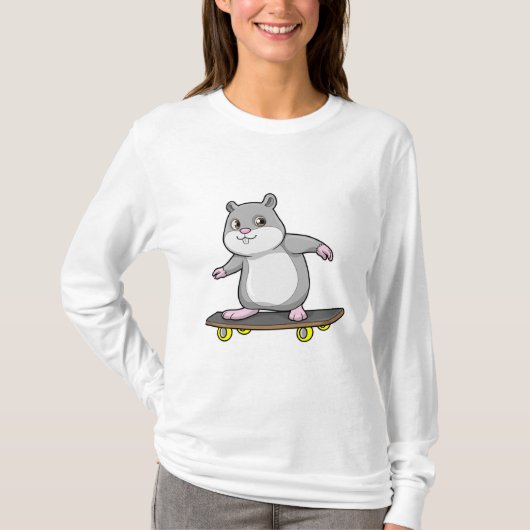 Hamster als Skater mit Skateboard T-Shirt (Vorderseite)