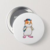 Hamster als Student mit Backpack & Cap Button (Vorne & Hinten)
