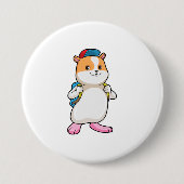 Hamster als Student mit Backpack & Cap Button (Vorderseite)