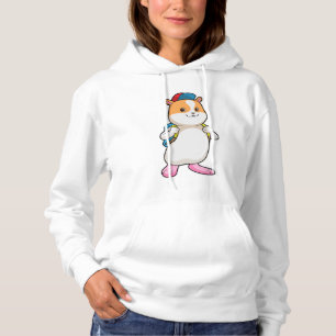 Hamster als Student mit Backpack & Cap Hoodie