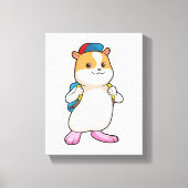 Hamster als Student mit Backpack & Cap Leinwanddruck (Vorderseite)