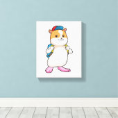 Hamster als Student mit Backpack & Cap Leinwanddruck (Insitu (Holzboden))