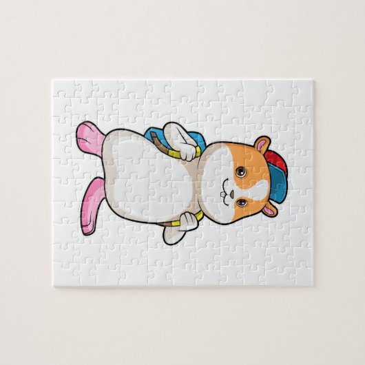 Hamster als Student mit Backpack & Cap Puzzle (Horizontal)