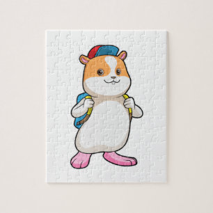 Hamster als Student mit Backpack & Cap Puzzle