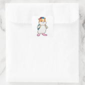 Hamster als Student mit Backpack & Cap Quadratischer Aufkleber (Tasche)