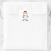 Hamster als Student mit Backpack & Cap Quadratischer Aufkleber (Tasche)