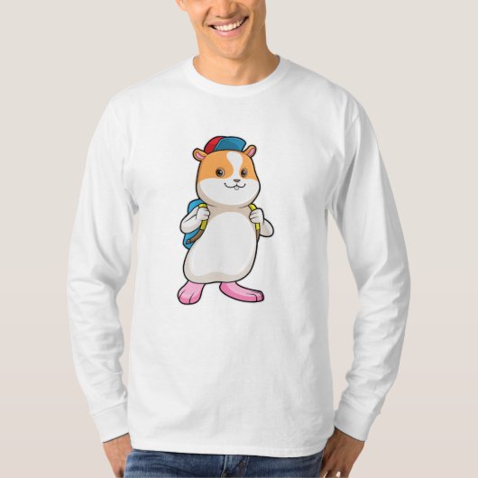 Hamster als Student mit Backpack & Cap T-Shirt (Vorderseite)