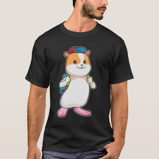 Hamster als Student mit Backpack & Cap T-Shirt (Vorderseite)