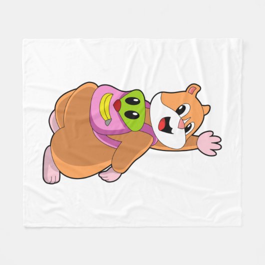 Hamster als Student mit Backpack.PNG Fleecedecke (Vorderseite (Horizontal))