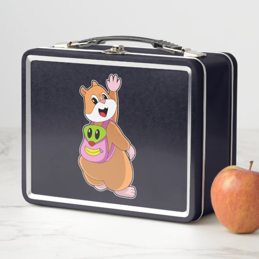 Hamster als Student mit Backpack.PNG Metall Brotdose (Beispiel)