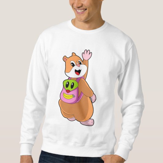 Hamster als Student mit Backpack.PNG Sweatshirt (Vorderseite)