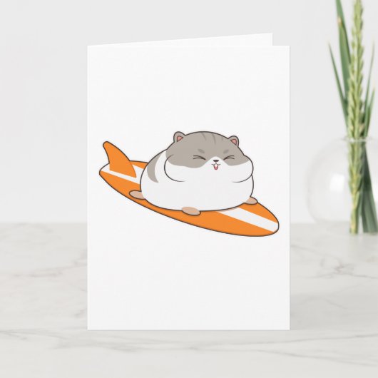 Hamster als Surfer mit Surfbrett Karte (Vorderseite)