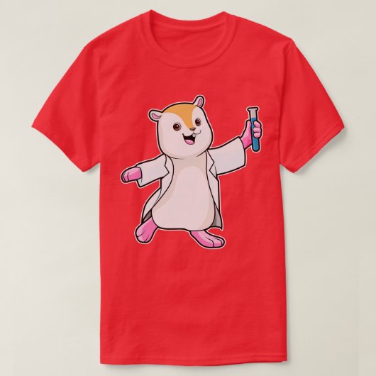Hamster als Wissenschaftler mit Teströhrchen T-Shirt (Design vorne)