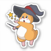 Hamster als Zauberer mit Zauberstab Aufkleber (Vorderseite)
