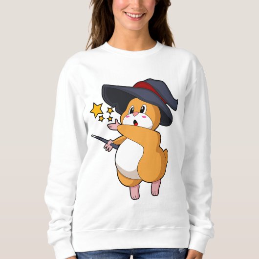 Hamster als Zauberer mit Zauberstab Sweatshirt (Vorderseite)