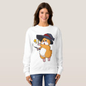 Hamster als Zauberer mit Zauberstab Sweatshirt (Vorne ganz)