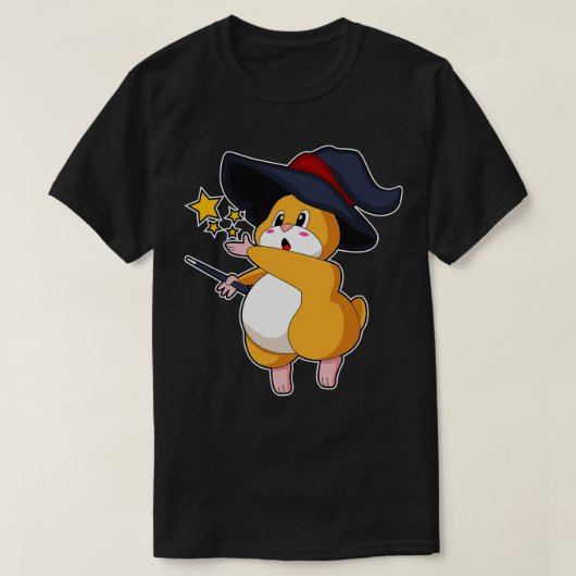 Hamster als Zauberer mit Zauberstab T-Shirt (Design vorne)