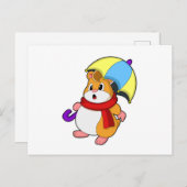Hamster am Regen mit Umbrella Postkarte (Vorne/Hinten)