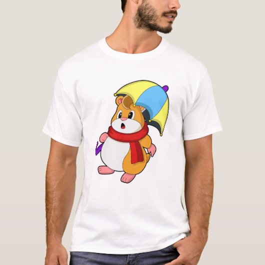 Hamster am Regen mit Umbrella T-Shirt (Vorderseite)