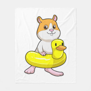 Hamster am Strand mit Duck als Swim-Ring Fleecedecke