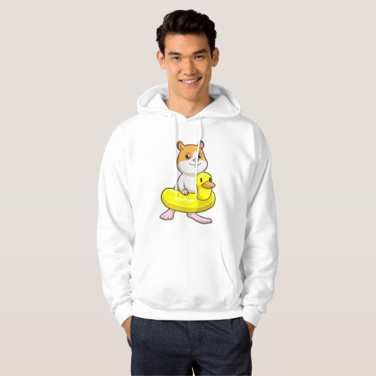 Hamster am Strand mit Duck als Swim-Ring Hoodie (Vorne ganz)