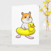 Hamster am Strand mit Duck als Swim-Ring Karte (Gelbe Blume)