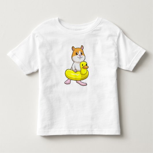 Hamster am Strand mit Duck als Swim-Ring Kleinkind T-shirt (Vorderseite)