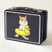 Hamster am Strand mit Duck als Swim-Ring Metall Brotdose (Rückseite)