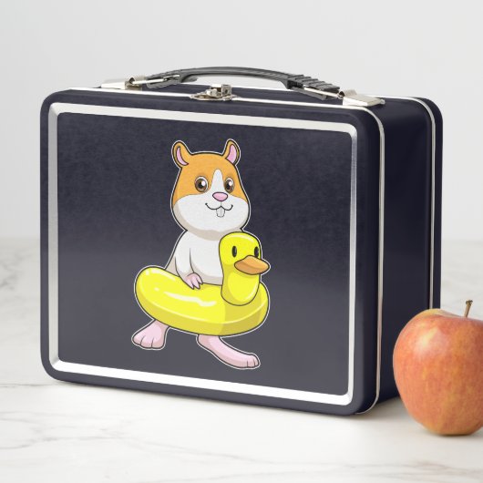 Hamster am Strand mit Duck als Swim-Ring Metall Brotdose (Beispiel)