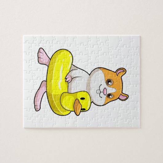 Hamster am Strand mit Duck als Swim-Ring Puzzle (Horizontal)