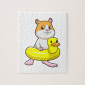 Hamster am Strand mit Duck als Swim-Ring Puzzle (Vertikal)