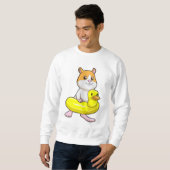 Hamster am Strand mit Duck als Swim-Ring Sweatshirt (Vorne ganz)