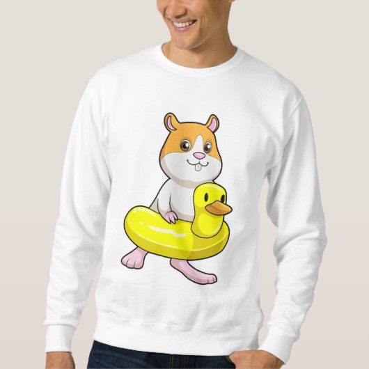 Hamster am Strand mit Duck als Swim-Ring Sweatshirt (Vorderseite)