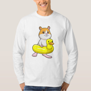 Hamster am Strand mit Duck als Swim-Ring T-Shirt