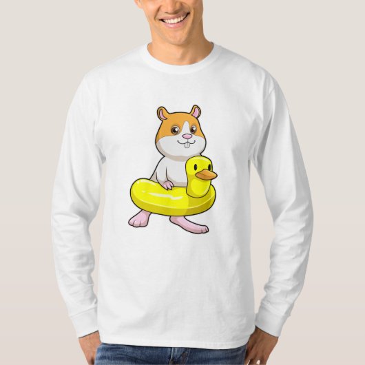 Hamster am Strand mit Duck als Swim-Ring T-Shirt (Vorderseite)