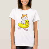 Hamster am Strand mit Duck als Swim-Ring T-Shirt (Vorderseite)