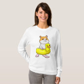 Hamster am Strand mit Duck als Swim-Ring T-Shirt (Vorne ganz)