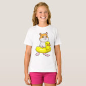 Hamster am Strand mit Duck als Swim-Ring T-Shirt (Vorne ganz)