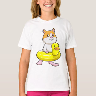 Hamster am Strand mit Duck als Swim-Ring T-Shirt
