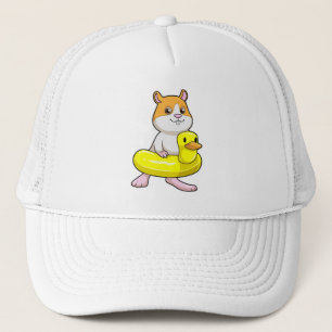 Hamster am Strand mit Duck als Swim-Ring Truckerkappe
