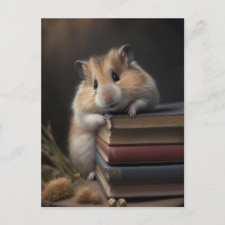 Hamster and Books Postcard Postkarte