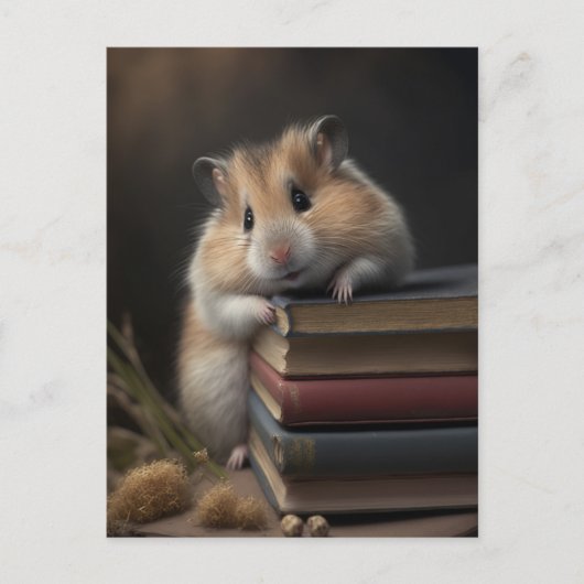 Hamster and Books Postcard Postkarte (Vorderseite)