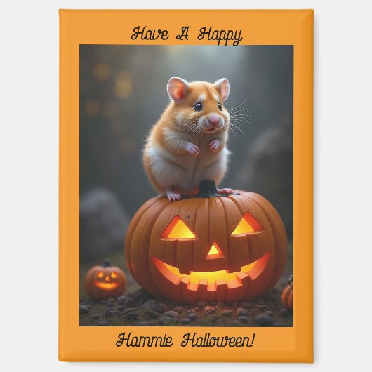 Hamster and Pumpkins Halloween Magnet (Vorderseite)
