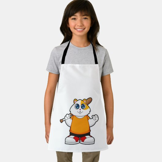 Hamster at Baseball with Baseball bat Schürze (Insitu)