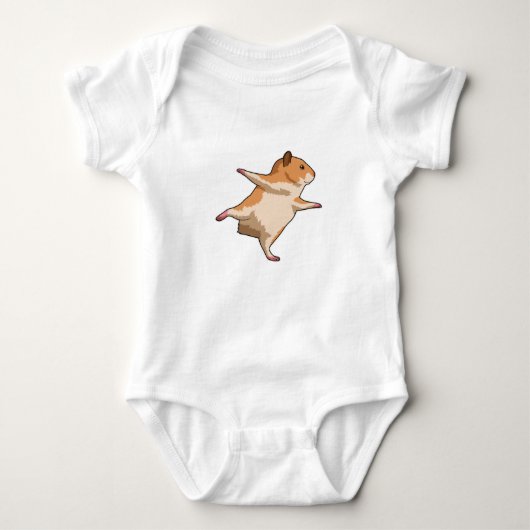 Hamster at Yoga Stretching Legs Baby Strampler (Vorderseite)