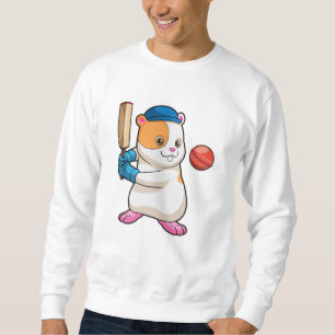 Hamster auf Cricket mit Cricket-Fledermaus und Cap Sweatshirt