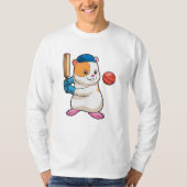 Hamster auf Cricket mit Cricket-Fledermaus und Cap T-Shirt (Vorderseite)