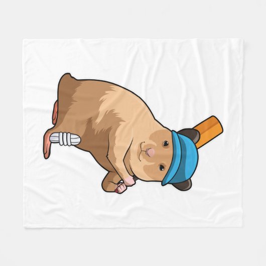 Hamster auf Cricket mit Cricket-Schläger Fleecedecke (Vorderseite (Horizontal))