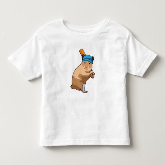 Hamster auf Cricket mit Cricket-Schläger Kleinkind T-shirt (Vorderseite)