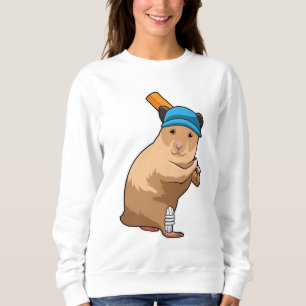 Hamster auf Cricket mit Cricket-Schläger Sweatshirt